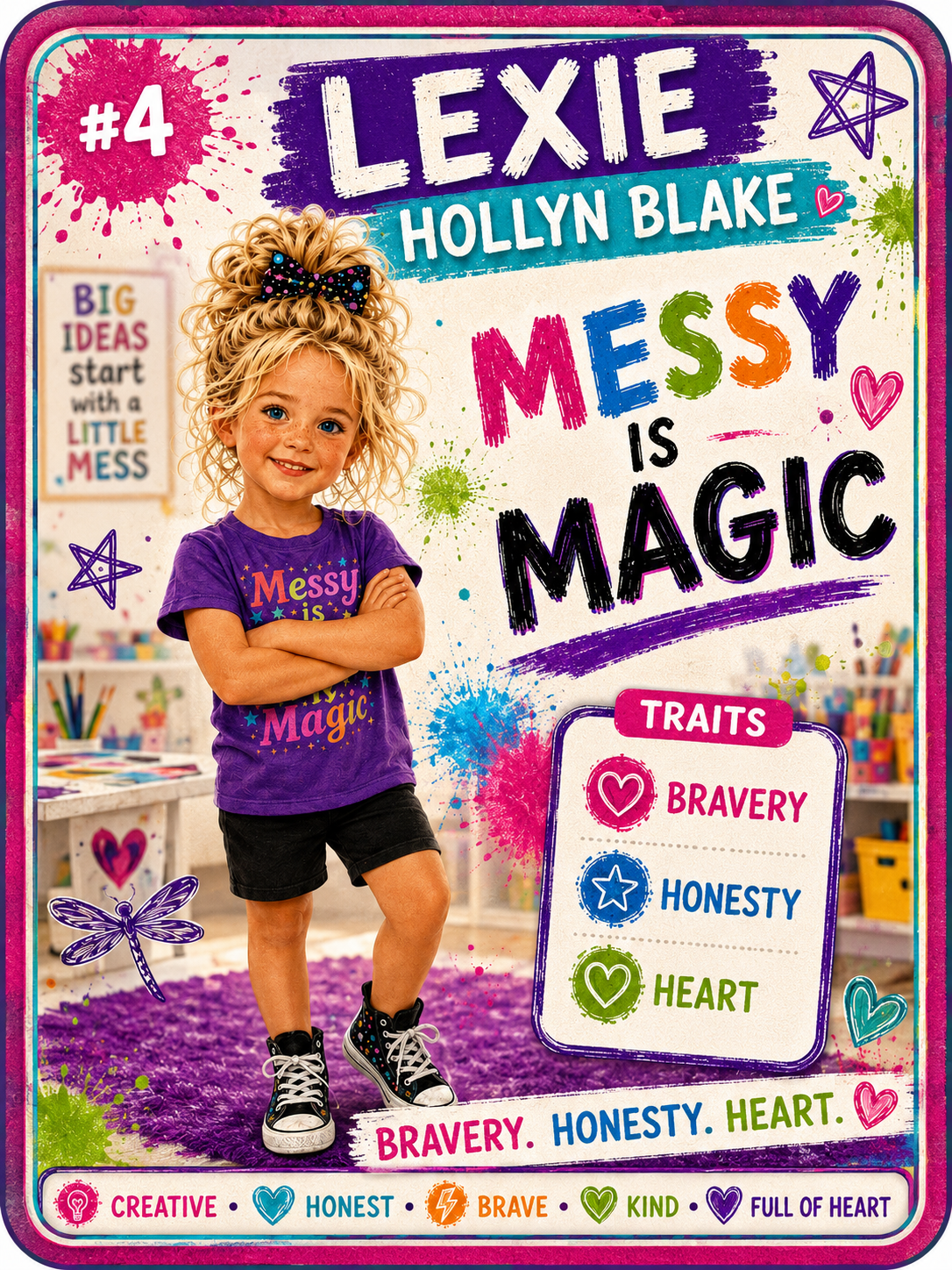 Lexie Hollyn Blake character illustration — Messy Lexie series by Kelly Dean