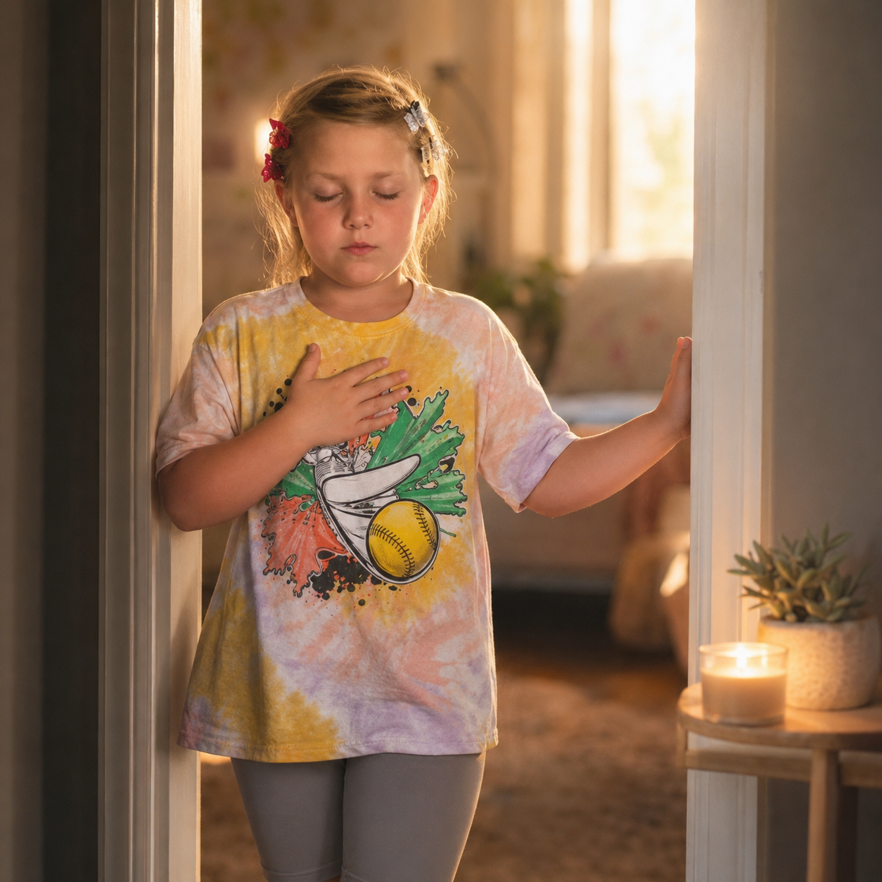 Young girl breathing mindfully