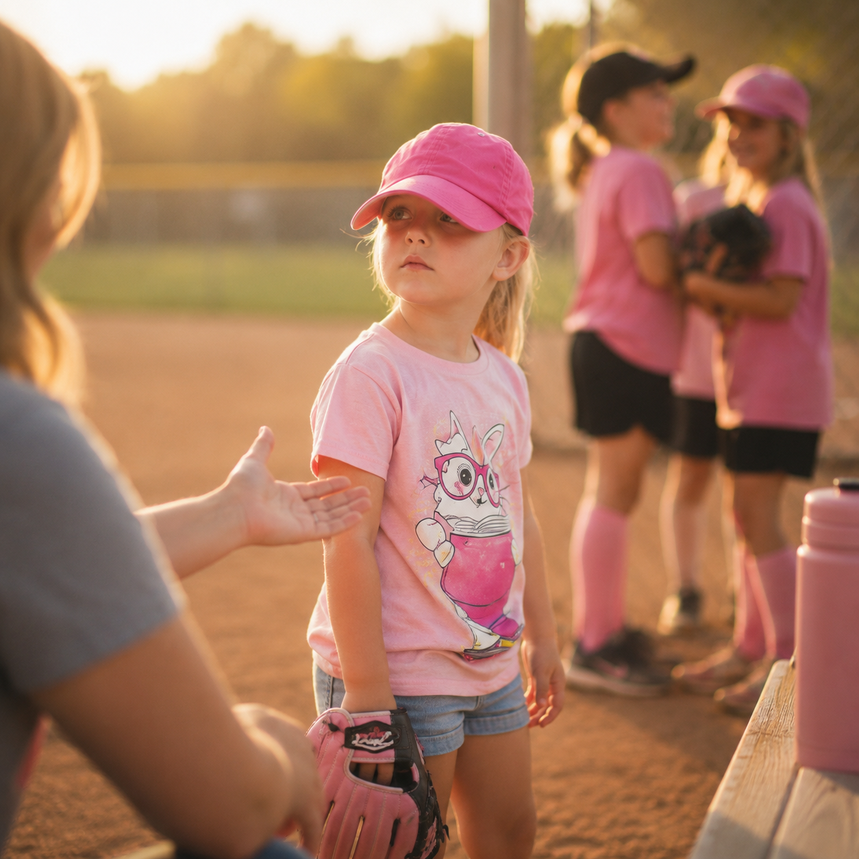 Teen girl reflecting at softball field