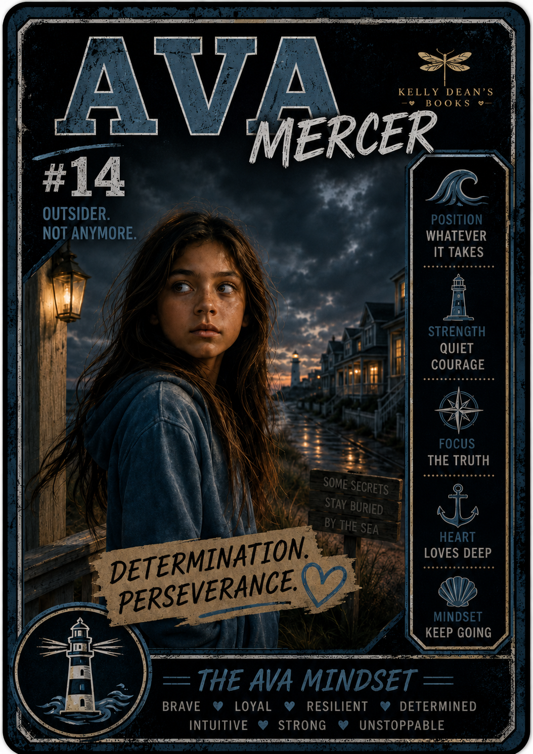 Ava Mercer trading card — character from Kelly Dean's Books