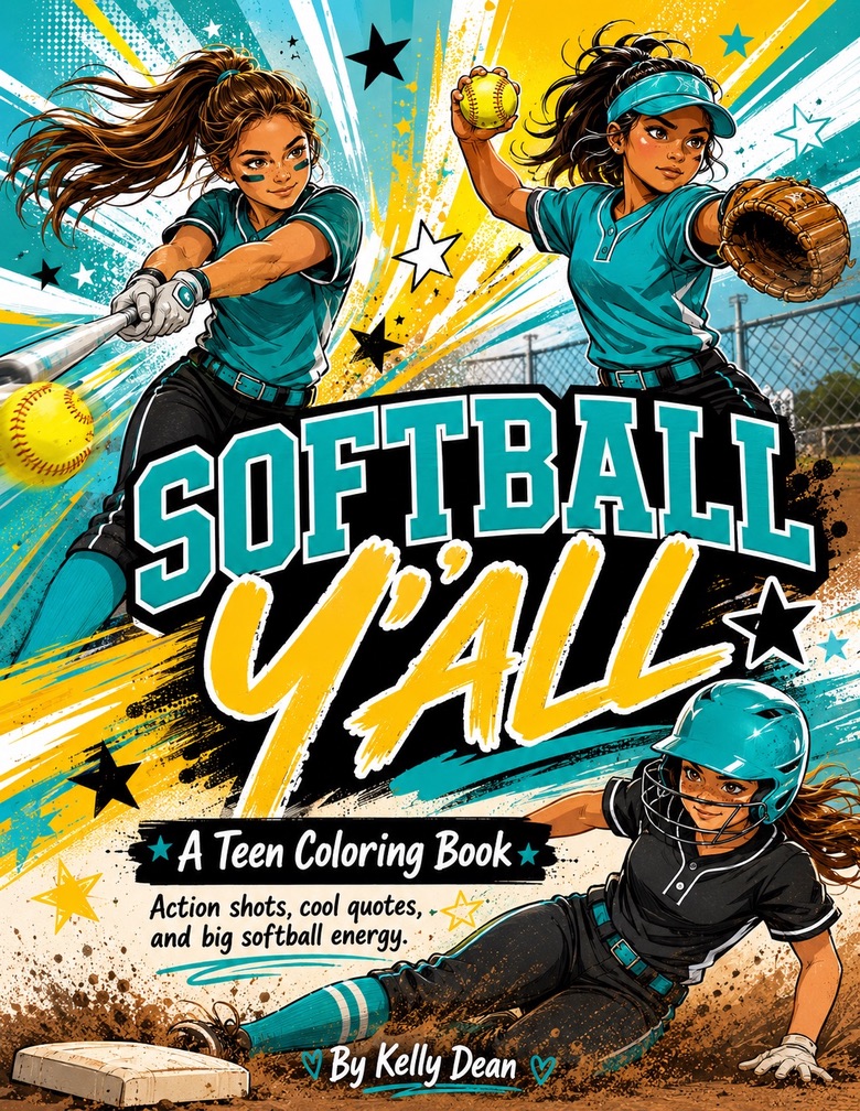 Softball Y'all coloring book cover